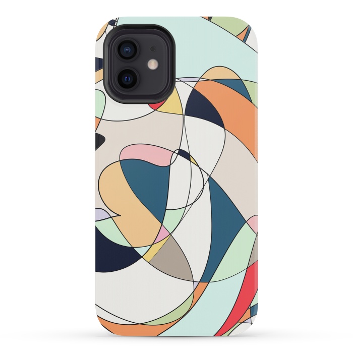 iPhone 12 mini StrongFit Modern Colorful Abstract Line Art Design by InovArts