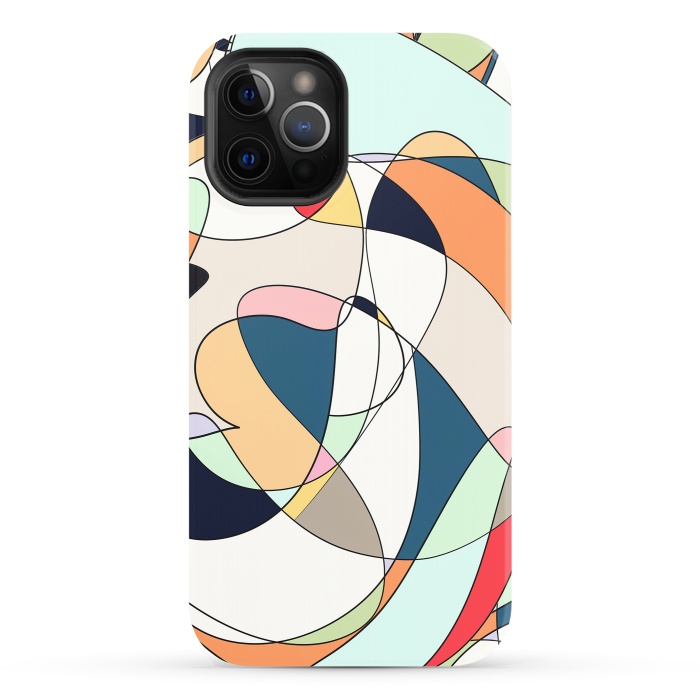 iPhone 12 Pro StrongFit Modern Colorful Abstract Line Art Design by InovArts