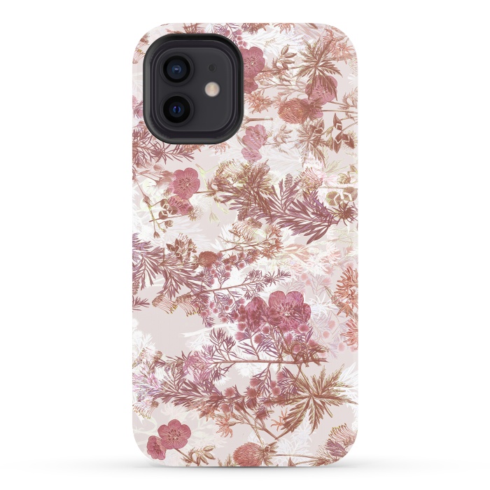 iPhone 12 StrongFit Pastel pink botanical flower garden by Oana 