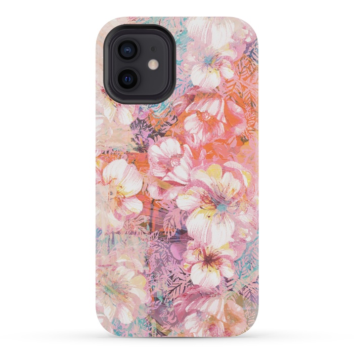 iPhone 12 mini StrongFit Colorful brushed roses painting by Oana 