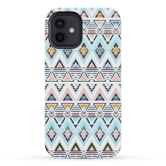 iPhone 12 mini StrongFit Colorful ethnic tribal triangles by Oana 