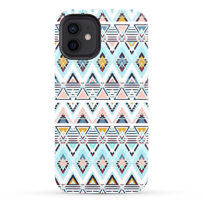 iPhone 12 StrongFit Colorful ethnic tribal triangles by Oana 
