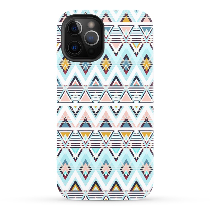 iPhone 12 Pro StrongFit Colorful ethnic tribal triangles by Oana 