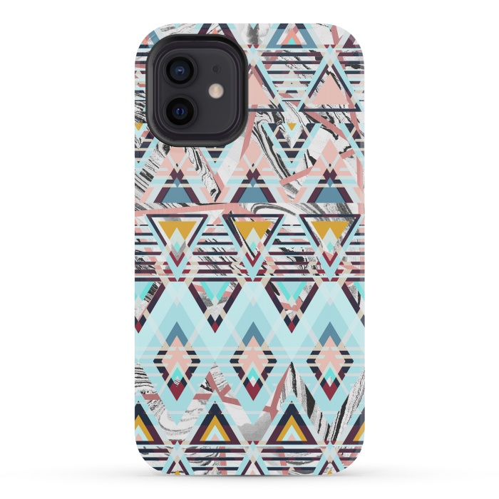 iPhone 12 mini StrongFit Colorful brushed tribal triangles by Oana 
