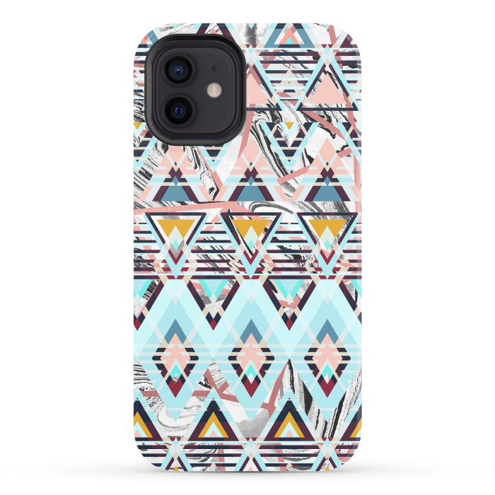 iPhone 12 StrongFit Colorful brushed tribal triangles by Oana 