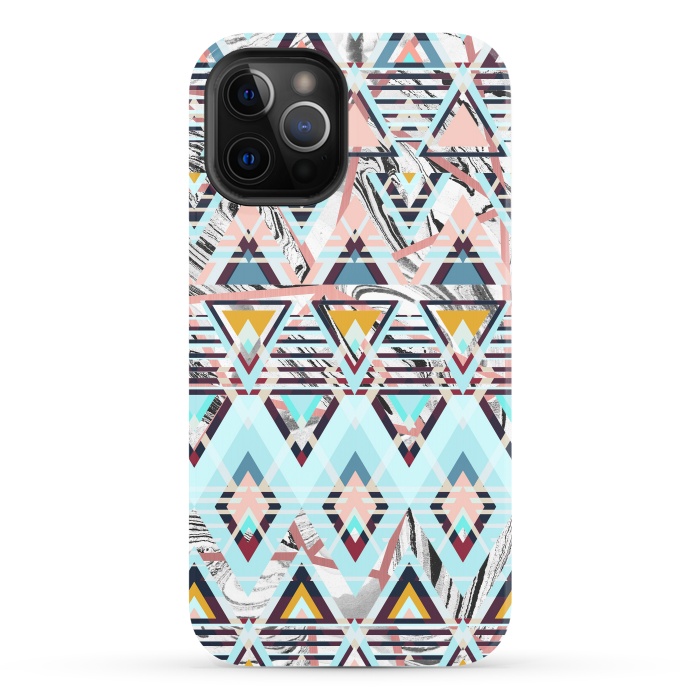 iPhone 12 Pro StrongFit Colorful brushed tribal triangles by Oana 