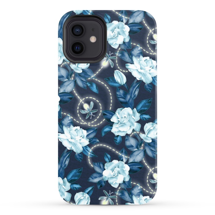 iPhone 12 StrongFit Midnight Sparkles - fireflies and flowers by Micklyn Le Feuvre