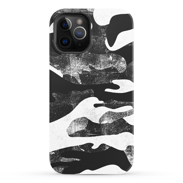 iPhone 12 Pro StrongFit Textured grunge monochrome camouflage by Oana 