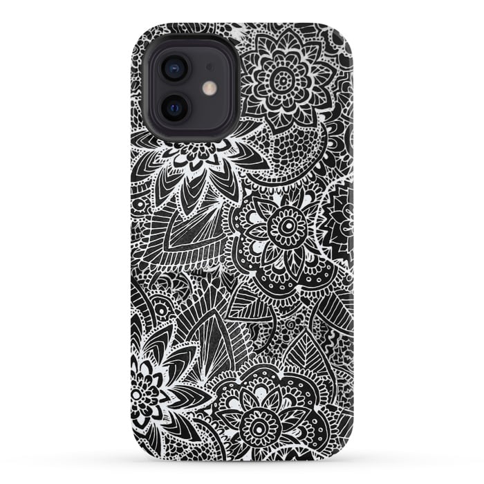iPhone 12 StrongFit Floral Doodle G581 by Medusa GraphicArt