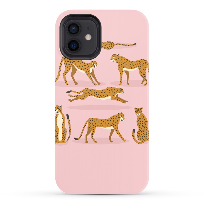 iPhone 12 StrongFit Cheetahs on pink  by Jelena Obradovic
