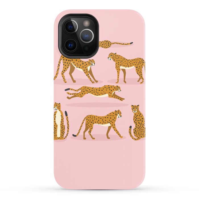 iPhone 12 Pro StrongFit Cheetahs on pink  by Jelena Obradovic
