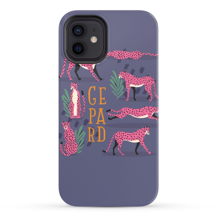iPhone 12 StrongFit Cheetahs on purple by Jelena Obradovic