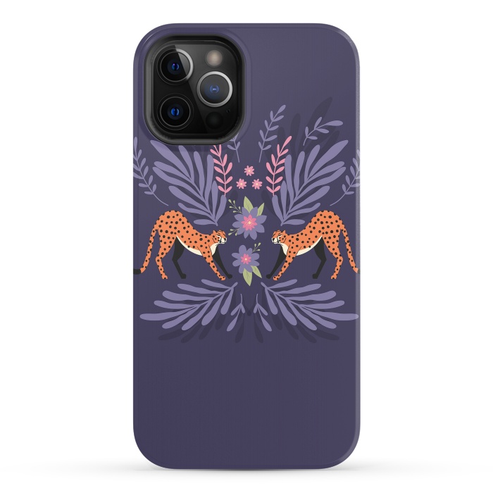 iPhone 12 Pro StrongFit Cheetahs pair purple by Jelena Obradovic