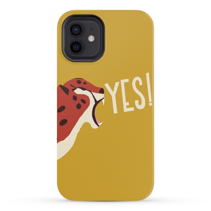 iPhone 12 mini StrongFit Cheetah roaring YES, mustard by Jelena Obradovic