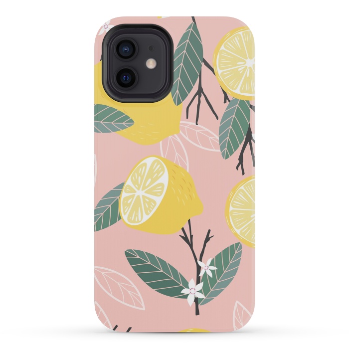 iPhone 12 mini StrongFit Lemon pattern 01 by Jelena Obradovic
