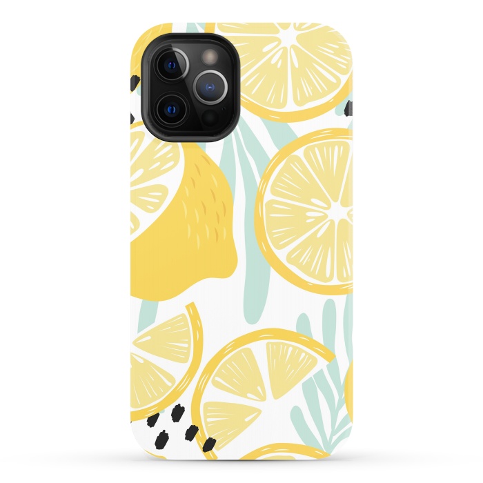 iPhone 12 Pro StrongFit Lemon pattern 02 by Jelena Obradovic