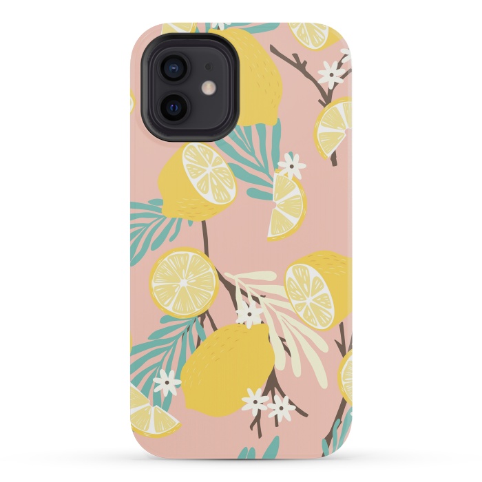iPhone 12 mini StrongFit Lemon pattern 12 by Jelena Obradovic