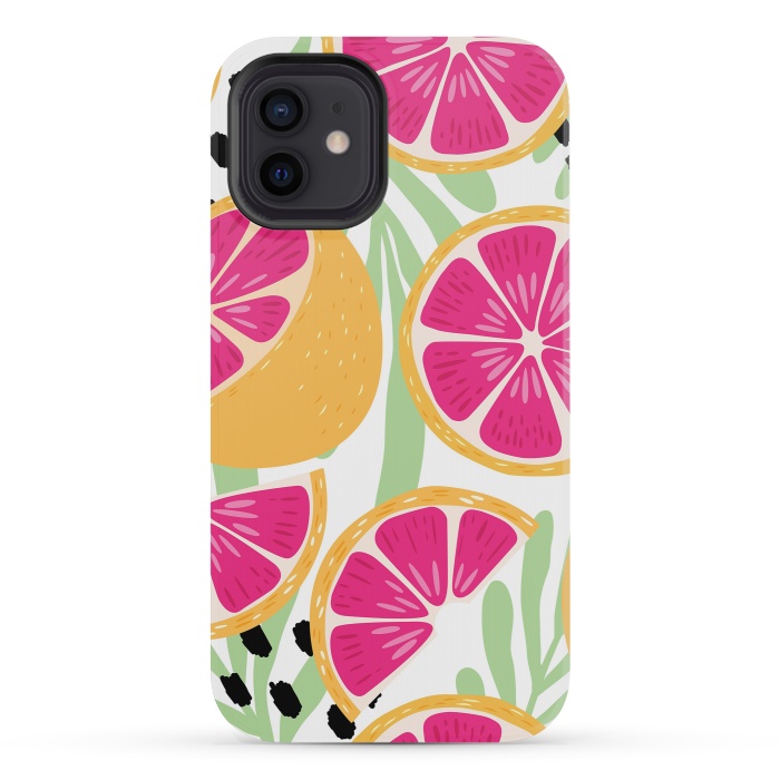 iPhone 12 mini StrongFit Grapefruit pattern 03 by Jelena Obradovic
