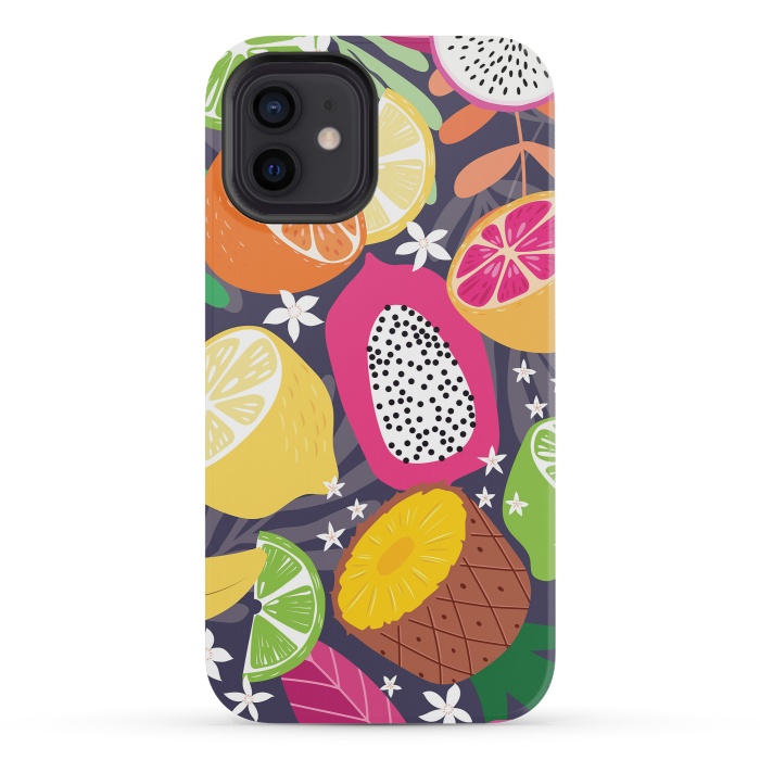 iPhone 12 mini StrongFit Tropical fruit pattern 01 by Jelena Obradovic