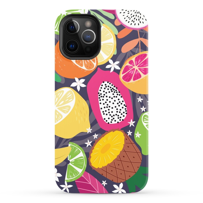iPhone 12 Pro StrongFit Tropical fruit pattern 01 by Jelena Obradovic