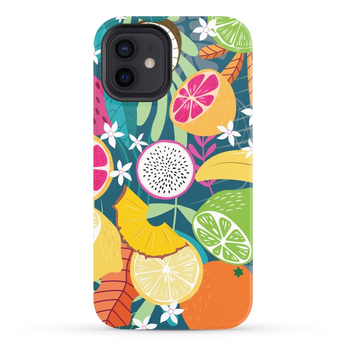 iPhone 12 StrongFit Tropical fruit pattern 02 by Jelena Obradovic