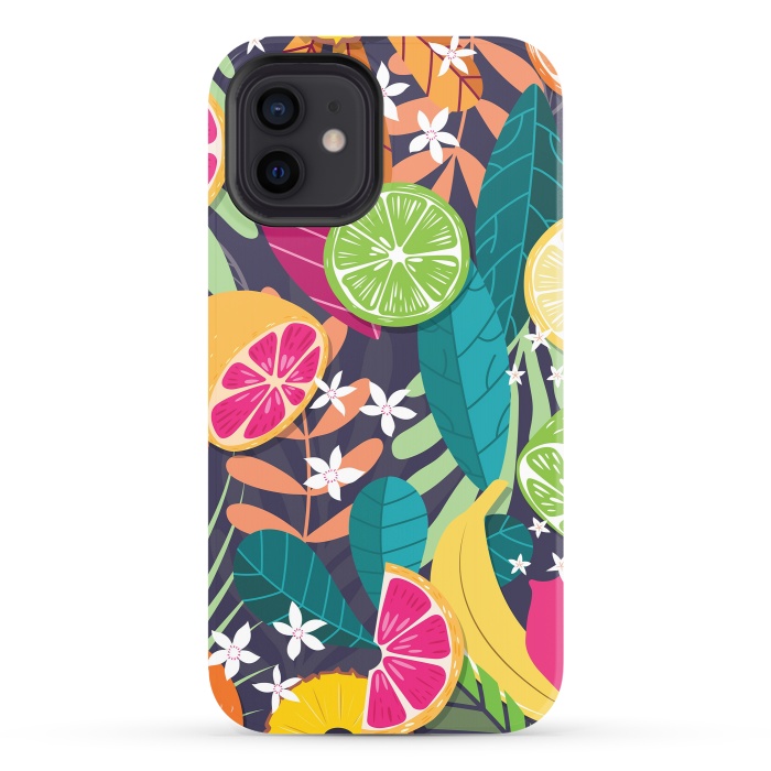 iPhone 12 StrongFit Tropical fruit pattern 03 by Jelena Obradovic