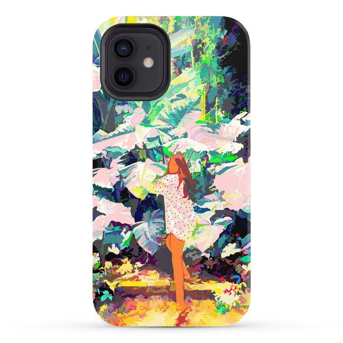 iPhone 12 StrongFit Live Quietly In a Corner Of Nature, Modern Bohemian Woman Jungle Forest Eclectic Painting by Uma Prabhakar Gokhale