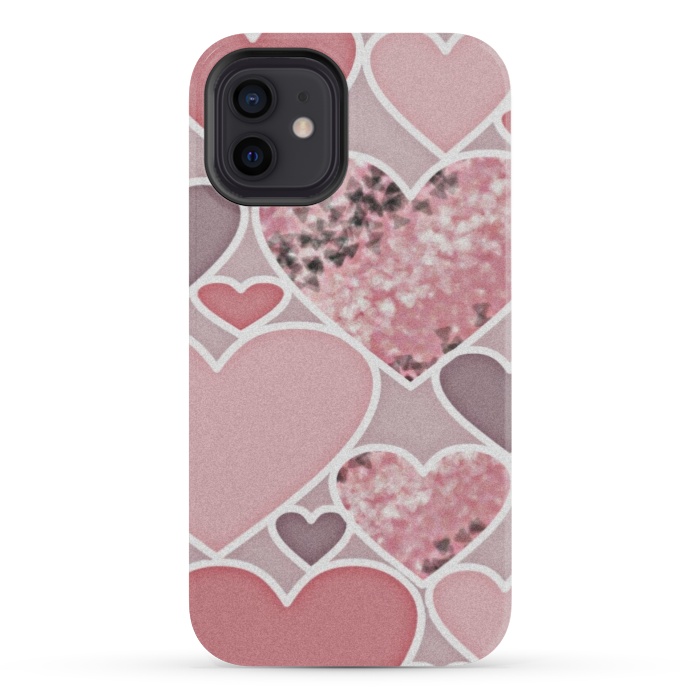 iPhone 12 mini StrongFit Pink hearts by CAS