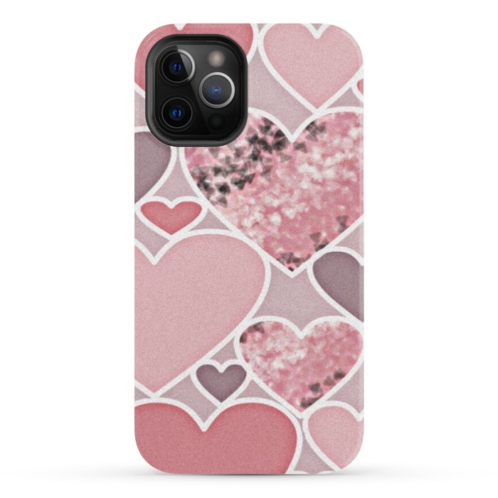 iPhone 12 Pro StrongFit Pink hearts by CAS
