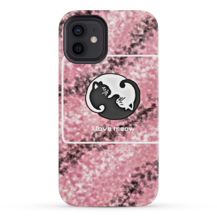iPhone 12 mini StrongFit Yinyang Cat pink by CAS