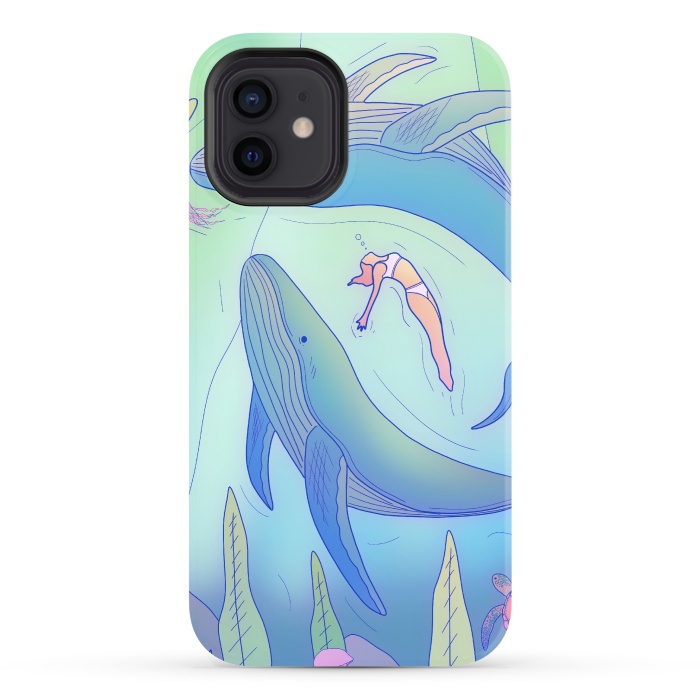 iPhone 12 StrongFit The girl and the whales by Steve Wade (Swade)