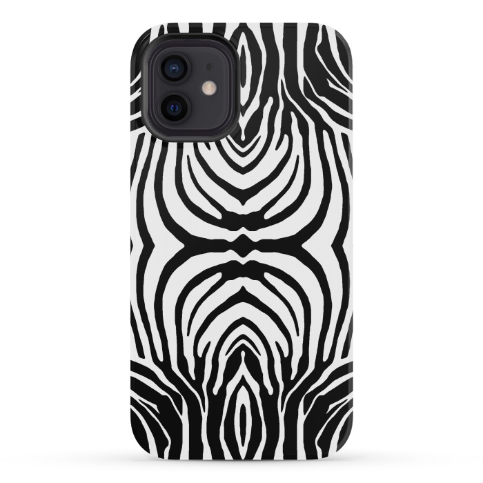 iPhone 12 mini StrongFit White zebra stripes by Oana 