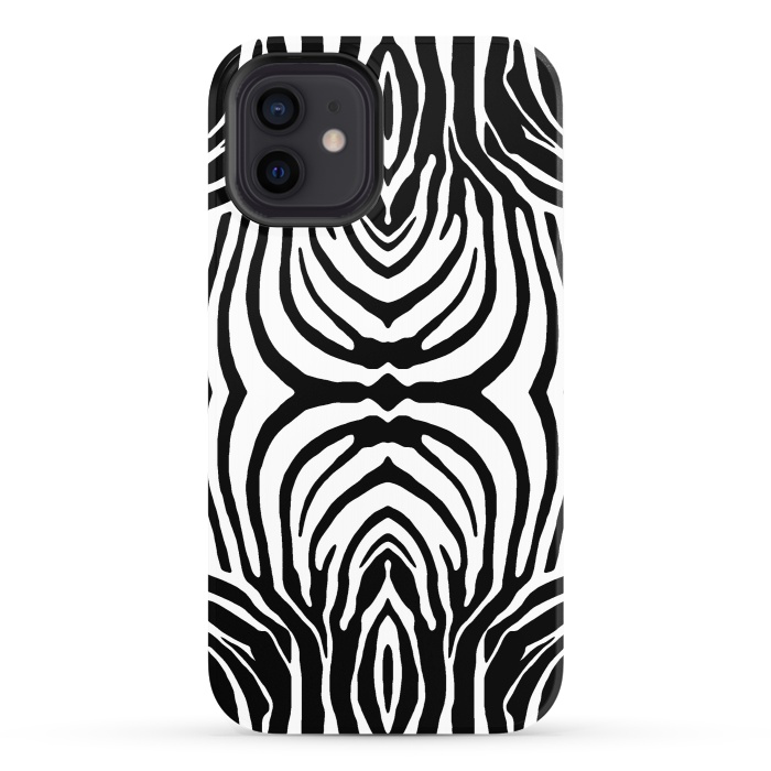 iPhone 12 StrongFit White zebra stripes by Oana 