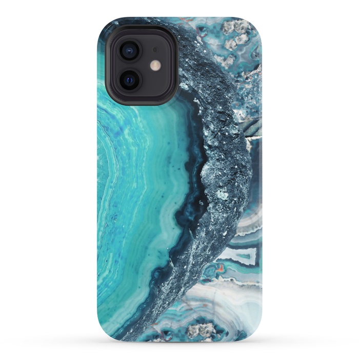 iPhone 12 StrongFit Turquoise silver geode precious stone by Oana 