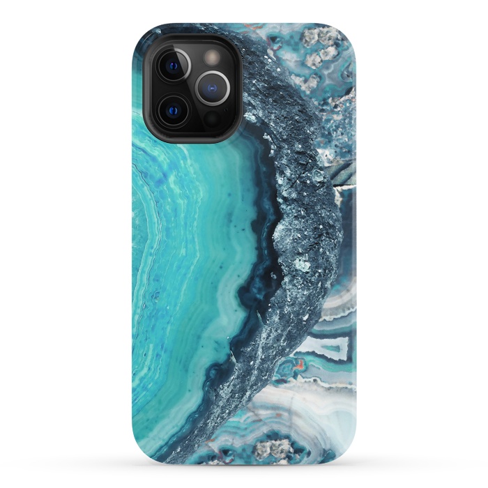 iPhone 12 Pro StrongFit Turquoise silver geode precious stone by Oana 