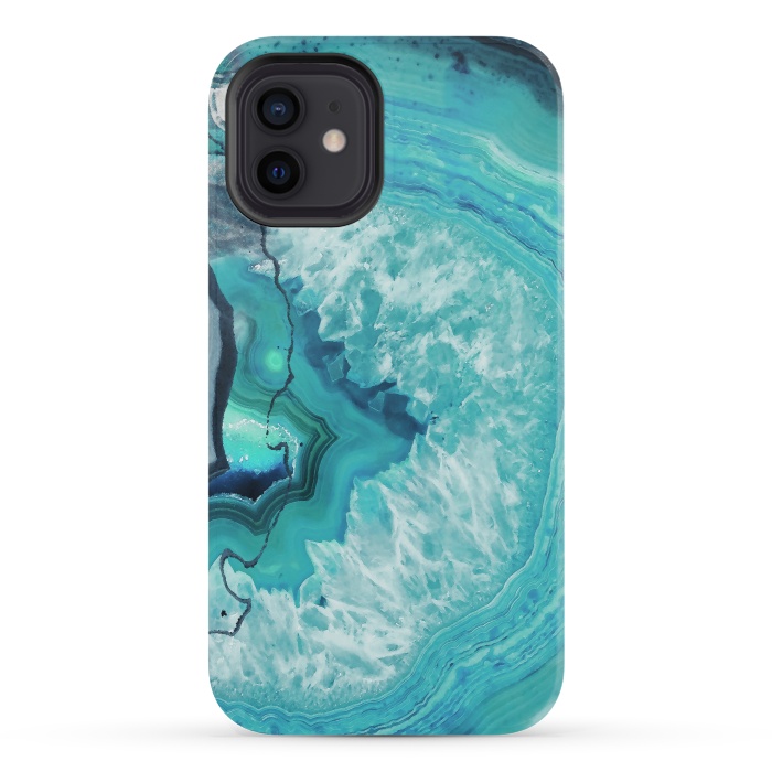 iPhone 12 mini StrongFit Turquoise agate geode marble by Oana 
