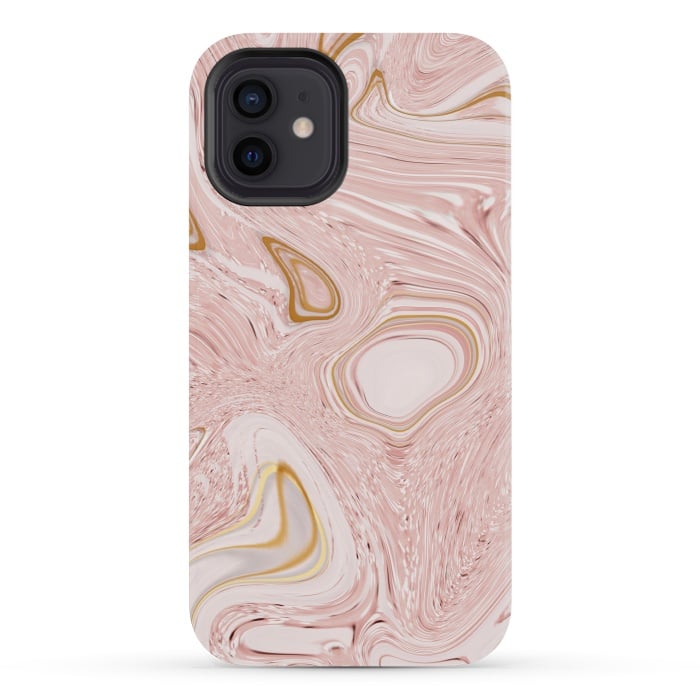 iPhone 12 mini StrongFit Golden pink marble by Martina