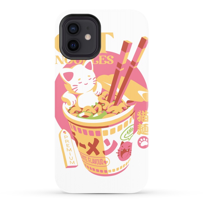 iPhone 12 StrongFit Cat Noodles by Ilustrata