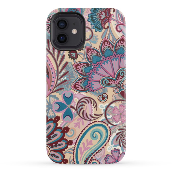 iPhone 12 mini StrongFit Paisley Flowers Design by ArtsCase
