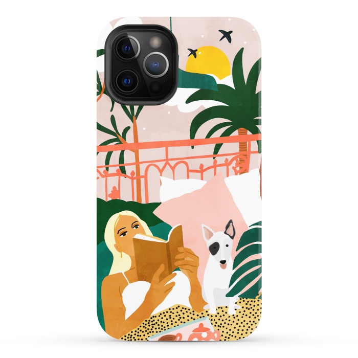 iPhone 12 Pro StrongFit Pet Pals, Animals Lovers Illustration, Travel With Pets Modern Bohemian Painting by Uma Prabhakar Gokhale