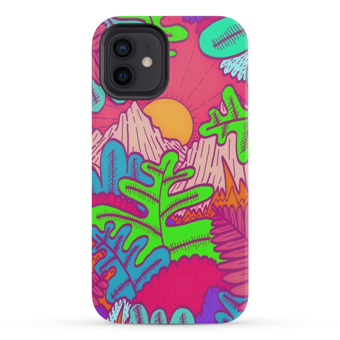 iPhone 12 mini StrongFit A pink tropical jungle by Steve Wade (Swade)