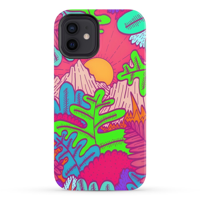 iPhone 12 StrongFit A pink tropical jungle by Steve Wade (Swade)