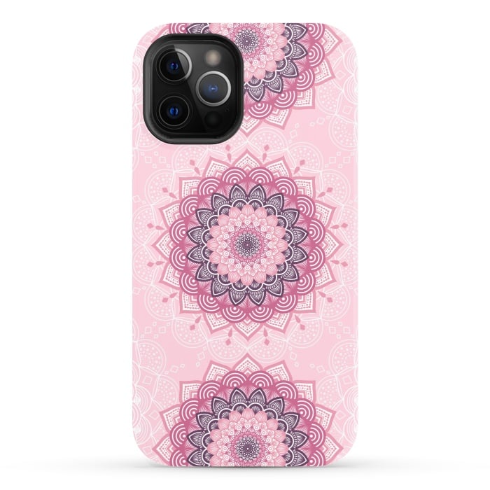 iPhone 12 Pro StrongFit Pink white mandalas by Jms