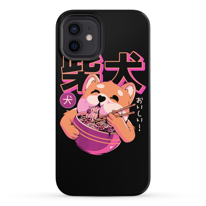 iPhone 12 StrongFit Shiba Noodles by Ilustrata