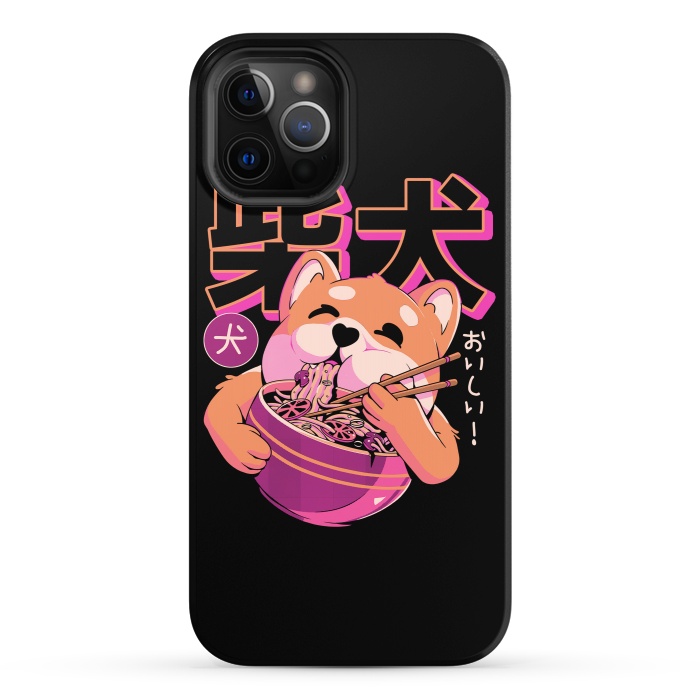 iPhone 12 Pro StrongFit Shiba Noodles by Ilustrata