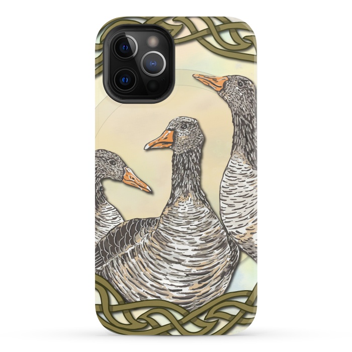 iPhone 12 Pro StrongFit Celtic Goose by Lotti Brown