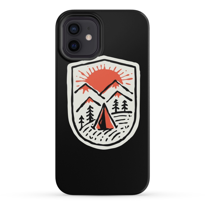 iPhone 12 mini StrongFit Sunset Camp Hand Drawn by Afif Quilimo