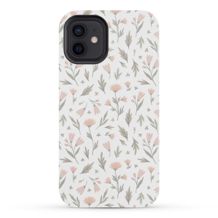 iPhone 12 mini StrongFit delicate flowers on a white by Alena Ganzhela