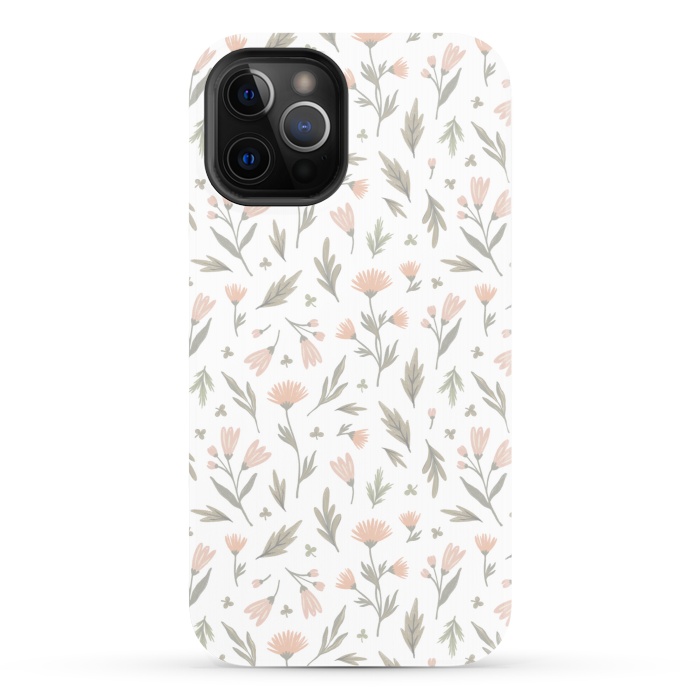 iPhone 12 Pro StrongFit delicate flowers on a white by Alena Ganzhela