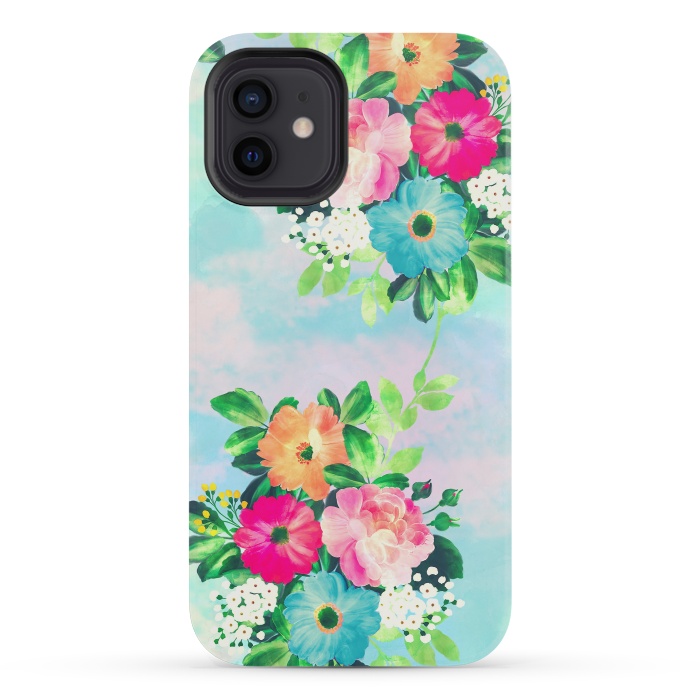 iPhone 12 mini StrongFit Girly Vintage Roses Floral Watercolor Paint by InovArts